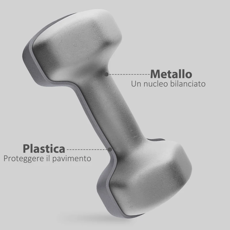 SPORTNOW Set 2 Manubri Esagonali da 2x10 kg in Metallo e Plastica con Impugnatura Antiscivolo, 26x12x12 cm, Grigio