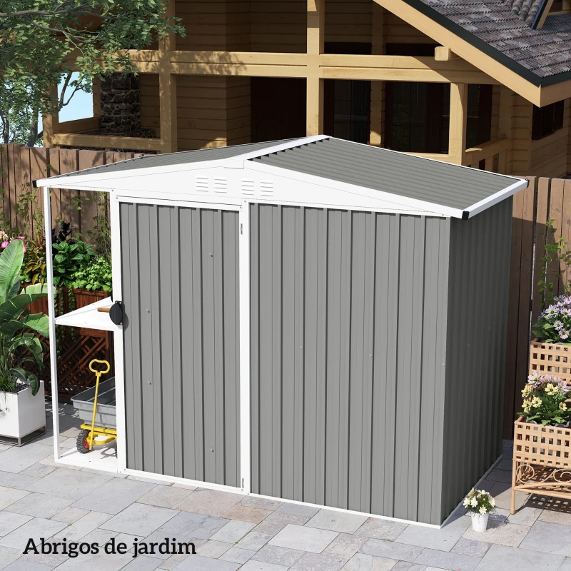 Outsunny Conjunto de 12 Painéis para Teto de Aço Galvanizado Chapas Perfiladas de Teto 7m² para Abrigo de Ferramentas 129x45 cm Cinzento Claro