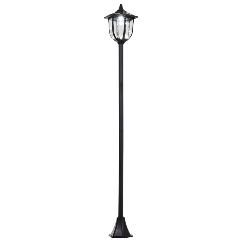 Outsunny Solar LED Gartenlaterne, Laterne aus Kunststoff, Außenleuchte für Innen und Außen 177 cm hoch, Gartenleuchte, 30/60 Lumen, für Garten Balkon Deko Schwarz