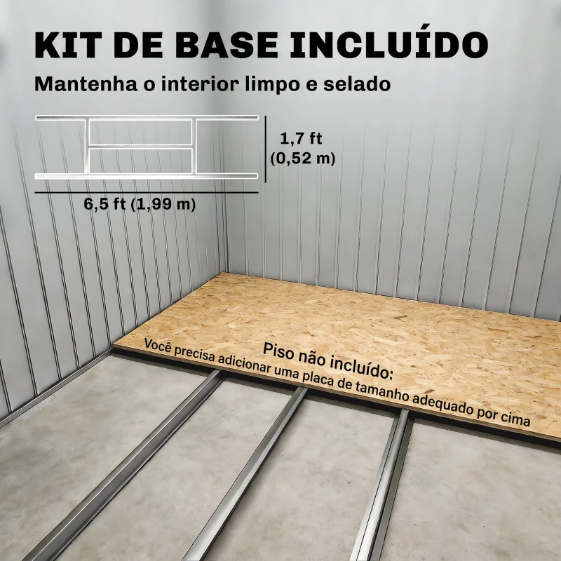 Outsunny Abrigo de Jardim 2,42 m 213x130x185 cm Abrigo de Jardim Metálico para Armazenamento com 2 Portas Deslizantes e 4 Janelas Cinza Escuro