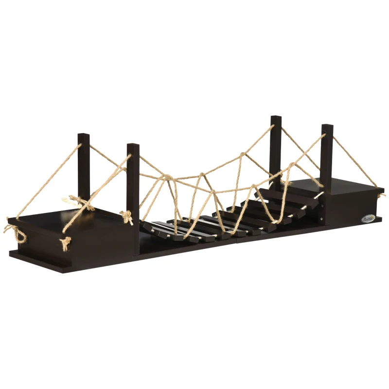 PawHut Katzenkletterwand, Katzenregal, Hängebrücke, 96 cm x 20 cm x 25,5 cm, Braun