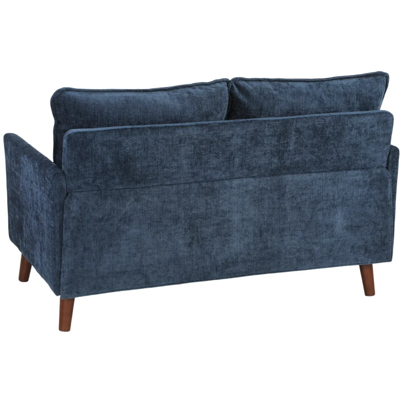 HOMCOM 2 Seater Sofa, Loveseat Sofa with Spring Cushions, Wide and Deep Seat, Wood Legs, Blue