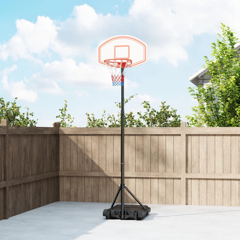 HOMCOM Panier de basket extérieur ajustable portable hauteur d'arceau réglable 210-240 cm base de lestage sur roulettes poteau métal noir blanc