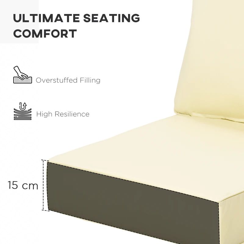Outsunny 4 Pieces Outdoor Seat and Back Cushion Set Patio Deep Seating Chair Replacement Cushion, Beige