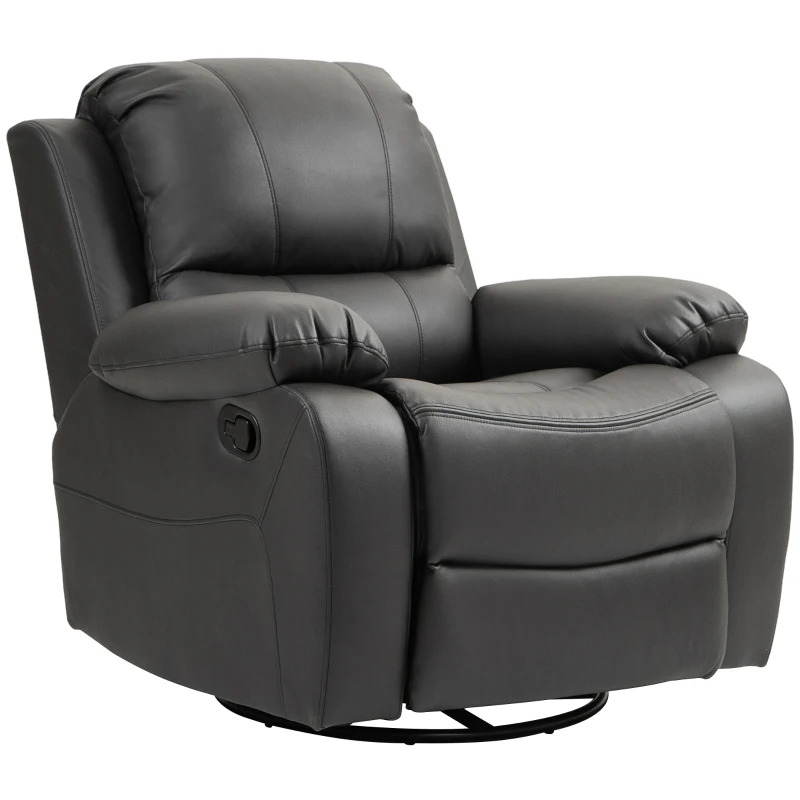 HOMCOM Relaxstoel, Verstelbare Leuning & Voetsteun, Draaibaar, tot 150 kg, Stalen Frame, 93x100x98cm, Zwart(m-11)