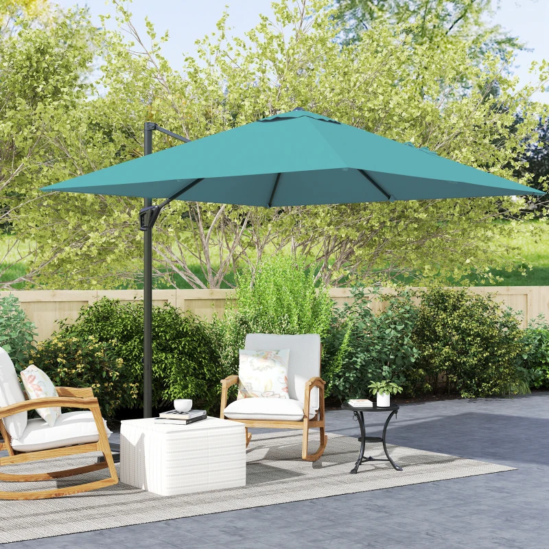 Outsunny Patio Offset Parasol Umbrella - Blue