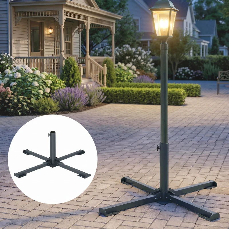 Outsunny Sonnenschirmständer Klappbarer Schirmständer Rohrdurchmesser 38 und 48 mm Kreuzständer für Sonnenschirme, Dunkelgrau