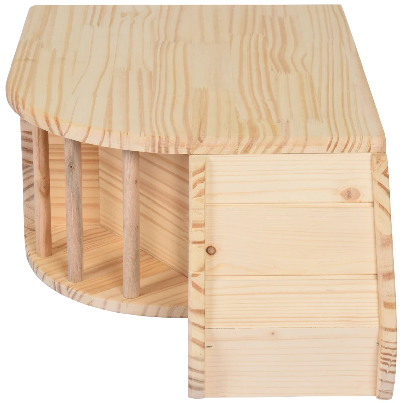 PawHut Maisonnette pour rongeurs abri pour rongeurs 2 entrées rampe et espace foin dim. 60L x 37l x 19H cm bois naturel sapin
