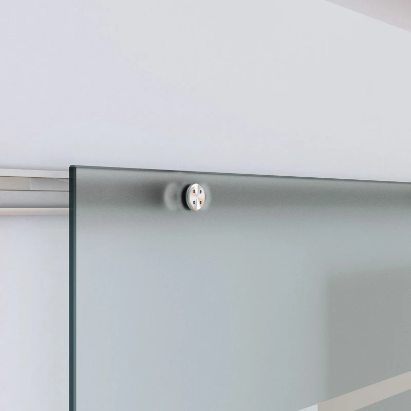 HOMCOM Porta Scorrevole Interna in Vetro Smerigliato e Satinato con Binario B3 in Alluminio per Bagno Cucina Studio Vetro 205x 90x 0,8cm