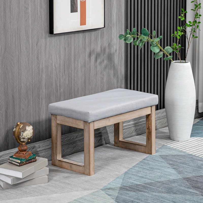HOMCOM Voetenbank in Scandinavisch design, zithocker, voetenbank, 68 cm x 38 cm x 42 cm, grijs + natuurlijk
