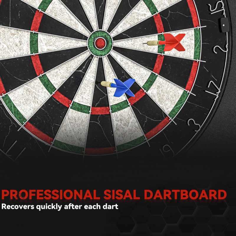 SPORTNOW Professional Bristle Dartboard Set with EVA Surround Ring, 6 Steel Tip Darts, Black