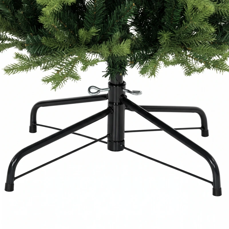 HOMCOM Geneva Fir Hinged Xmas Tree, 7ft/210cm Artificial Christmas Tree with 2079 Branch Tips, Foldable Steel Stand, Green