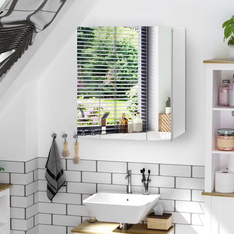 kleankin Wall Mounted Mirror Cabinet - White