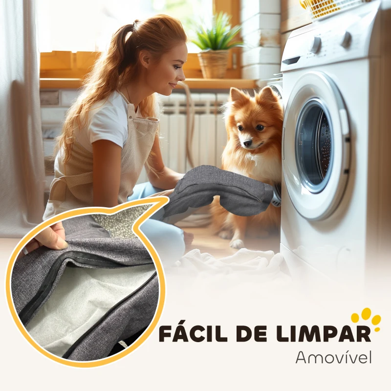 PawHut Cama para Cães Médios Cama para Animais de Estimação com 2 Almofadas Cama para Cães com Base Antiderrapante 90x60x35 cm Cinza