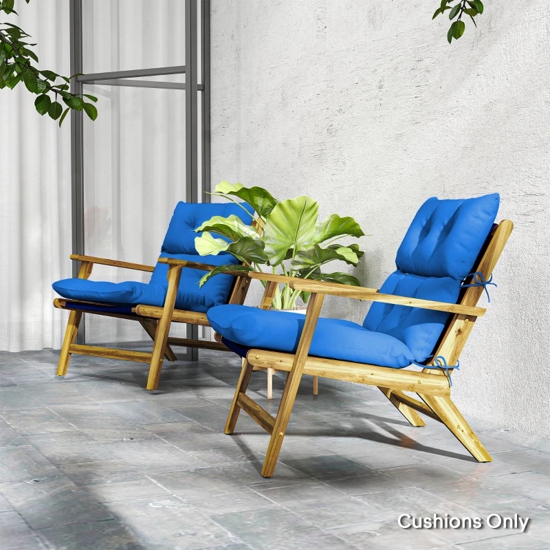 Outsunny Set of 2 Rocking Chair Padded Seat Cushions - Blue