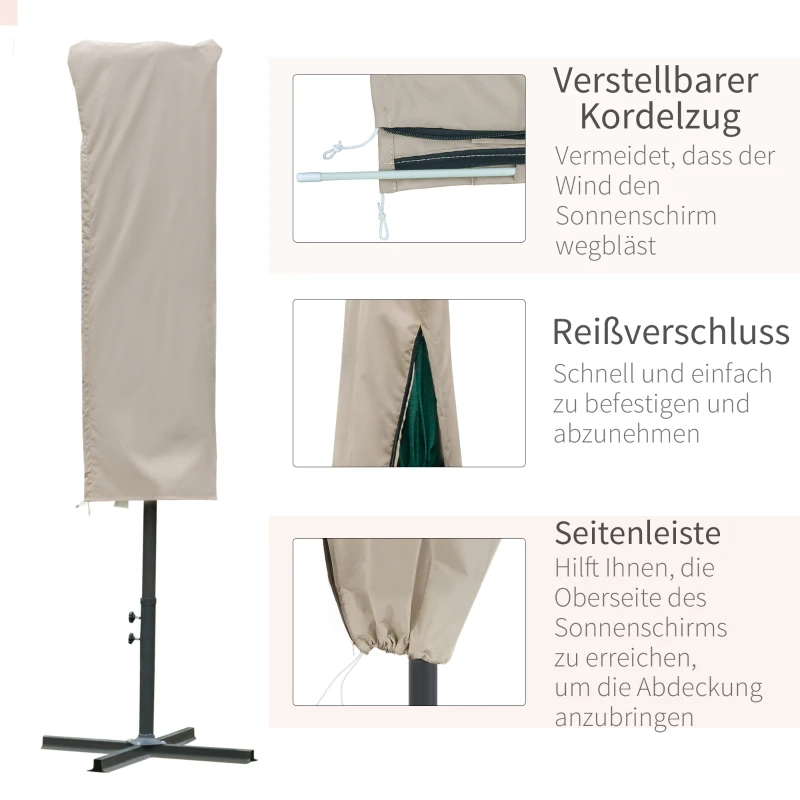Outsunny Beschermhoes voor zonnescherm weerbestendig winddicht Ø57 x 160 cm khaki