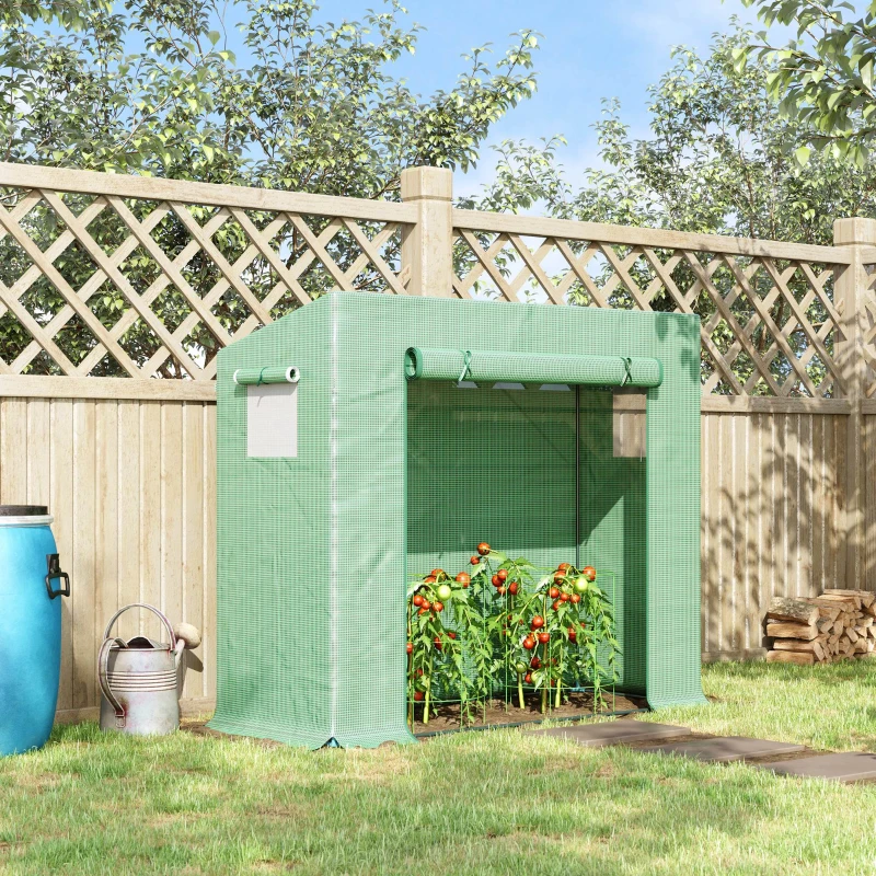Outsunny Invernadero de Exterior con Ventanas y Marco de Acero Invernadero para Cultivar Tomates Flores 200x76x168 cm Verde