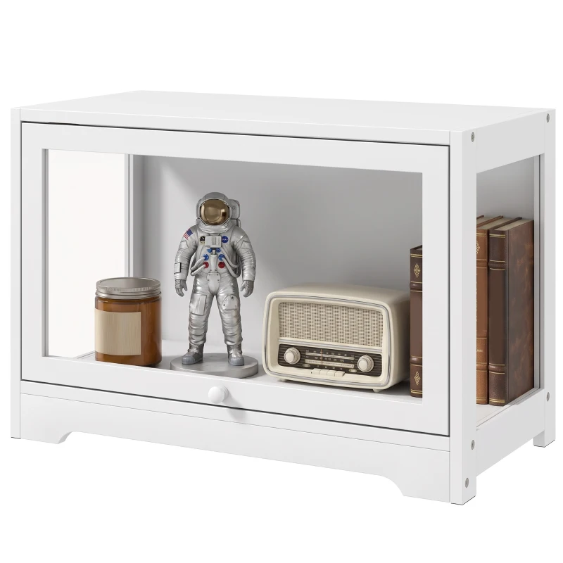 HOMCOM Vitrina Expositora para Colecciones con Puerta Abatible de Acrílico para Figuras de Decoración 59x30x40 cm Blanco