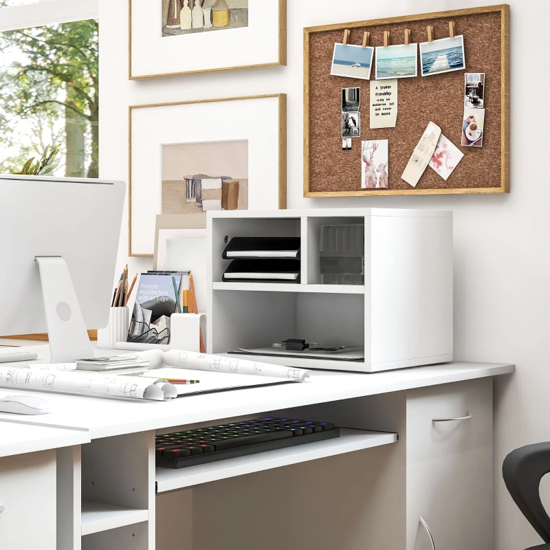 HOMCOM Móvel para Impressora com Rodas Suporte para Impressora com Compartimentos Abertos para Escritório Estúdio 40x30x36 cm Branco