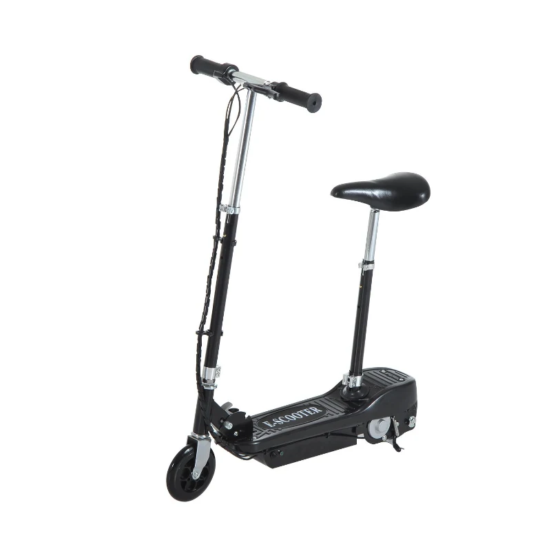 HOMCOM Monopattino Elettrico Pieghevole per Bambini con Seggiolino Regolabile, in Metallo e PE Nero, 78x37x99 cm