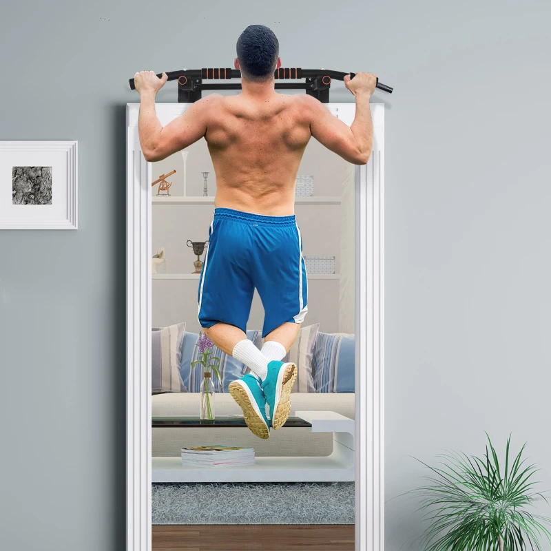 HOMCOM Barre de traction barre de fitness en acier charge maximale 120 kg montage mural 91 x 51 x 18 cm noir