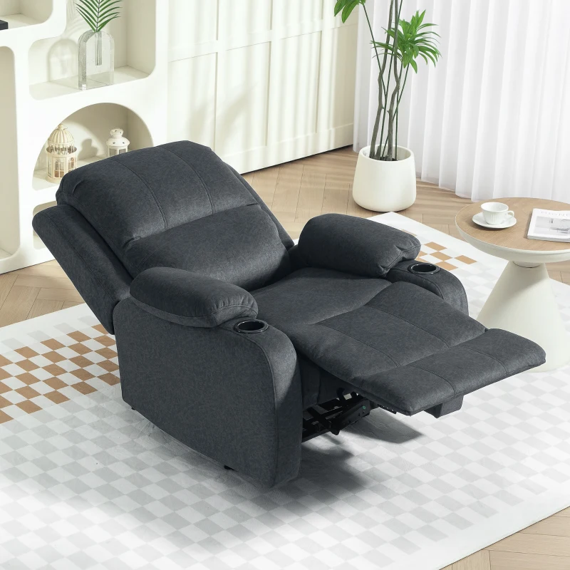 HOMCOM Microfibre Manual Reclining Armchair, with Footrest - Black