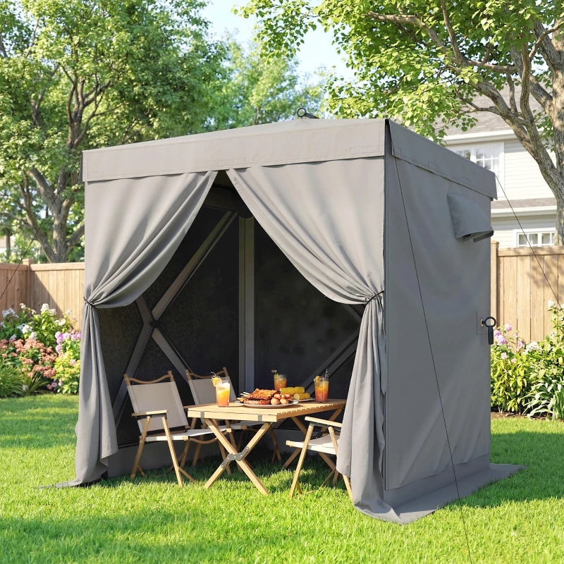 Outsunny Pavillon 1,85x1,85m Wasserdicht Stabil Winterfest Pop-up Faltpavillon mit 4 Mesh-Seitenteilen Tasche, UV 30+