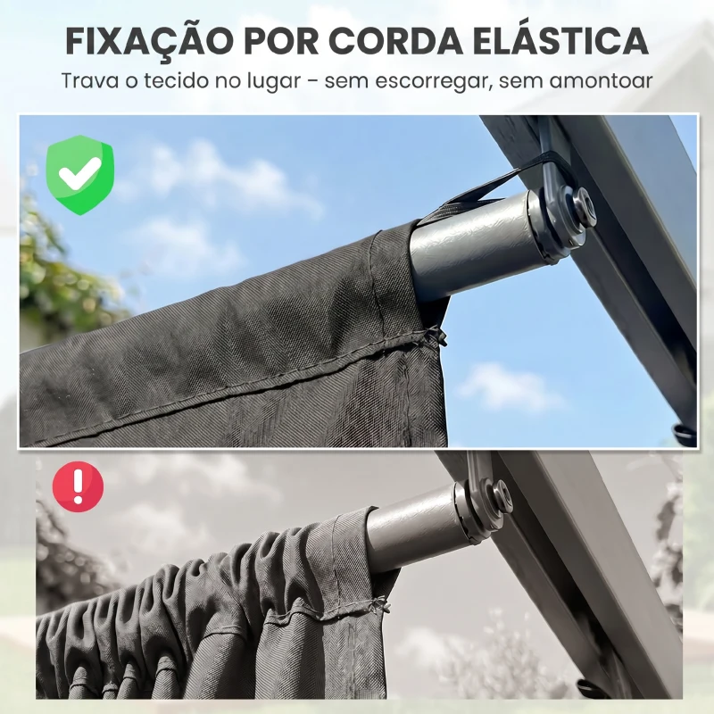 Outsunny Cobertura para Pérgola 2,5x2,55 m Teto de Substituição Retrátil para Pérgola com 10 Orifícios de Drenagem Cinza Escuro