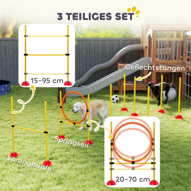PawHut 4-Delige Agility-Set voor Honden met Vulbare Basis voor Training