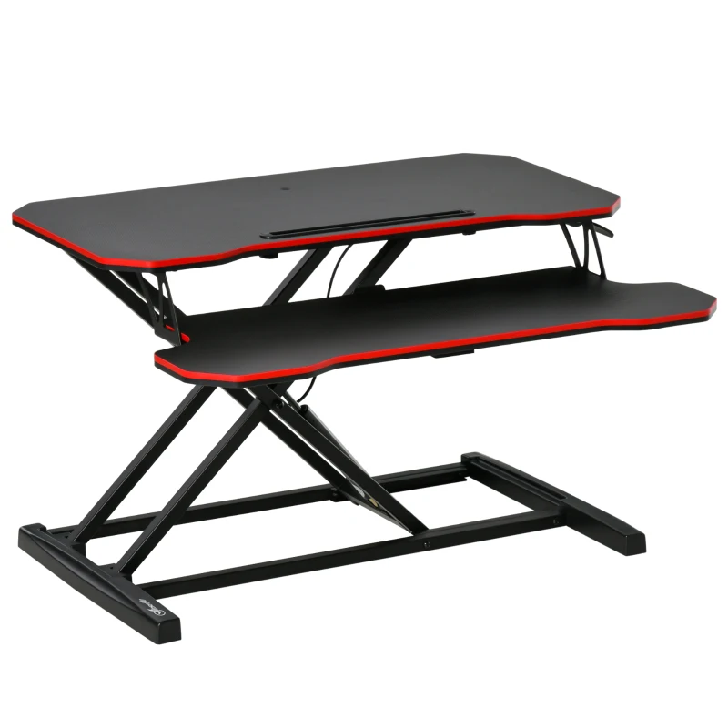 Vinsetto Convertidor de Escritorio de Pie con Altura Ajustable de 11-50,5 cm Bandeja para Teclado Desmontable y Plataforma de 80x40 cm Estación de Trabajo 80x40x50,5 cm Negro