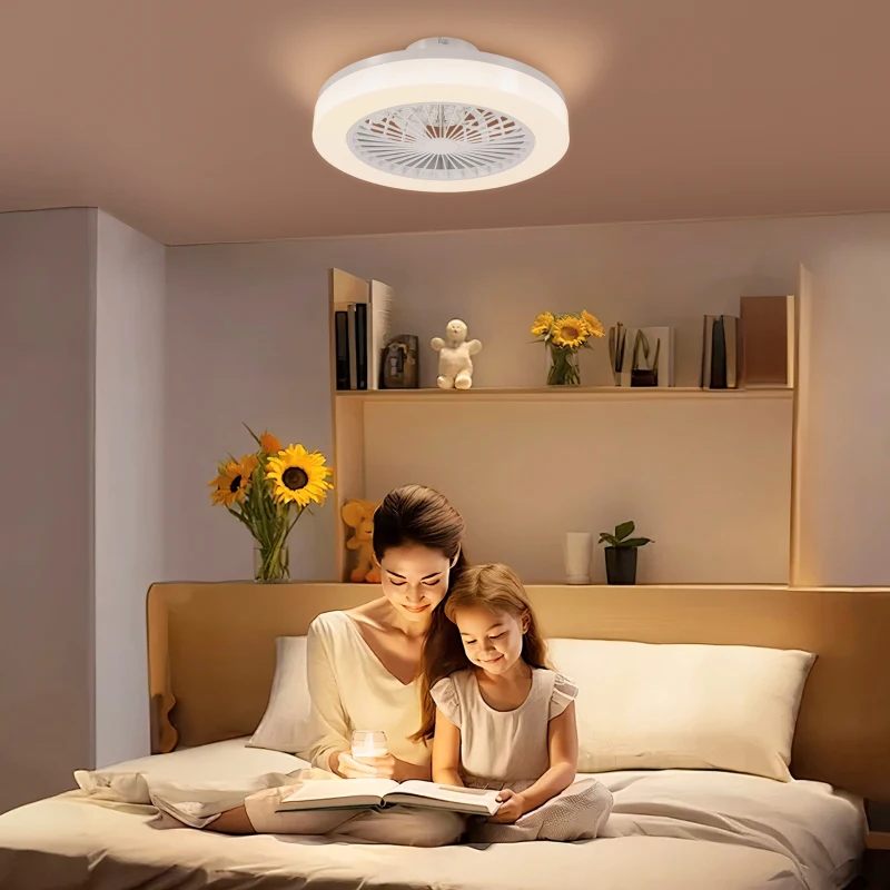 HOMCOM Ventilatore a Soffitto con Luce LED Regolabile e 6 Velocità, in Plastica e Acrilico, Ø46x16 cm, Bianco