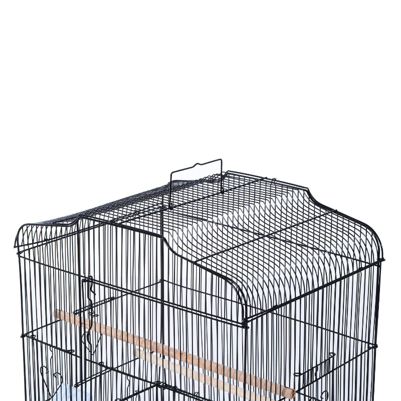 HOMCOM Cage à oiseaux avec mangeoires perchoirs 48 x 36 x 91 cm noir