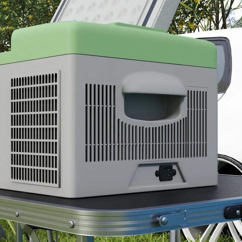 Outsunny Auto Koelkast, Koelbox, 16L, -20℃ tot 10℃, ECO/MAX, 60x32x26cm, Groen/Grijs
