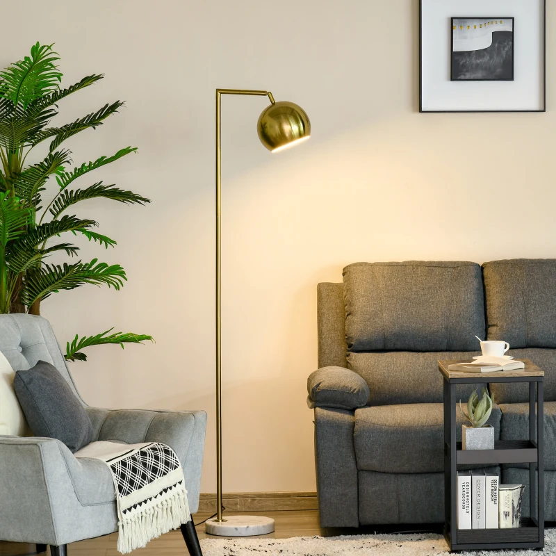 HOMCOM Lampada da Terra Moderna con Paralume Regolabile in Stile Vintage Compatibile con E27 40W - Oro