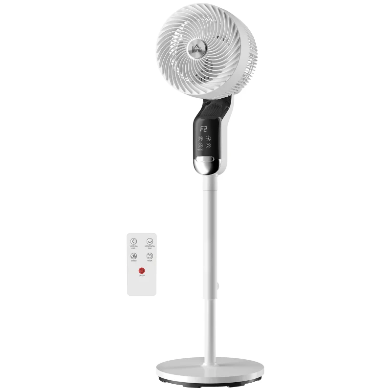 HOMCOM 20 dB Silent Standing Fan, 41in Pedestal Fan with Remote, Oscillating, 8 Speeds, Adjustable Height, 12H Timer