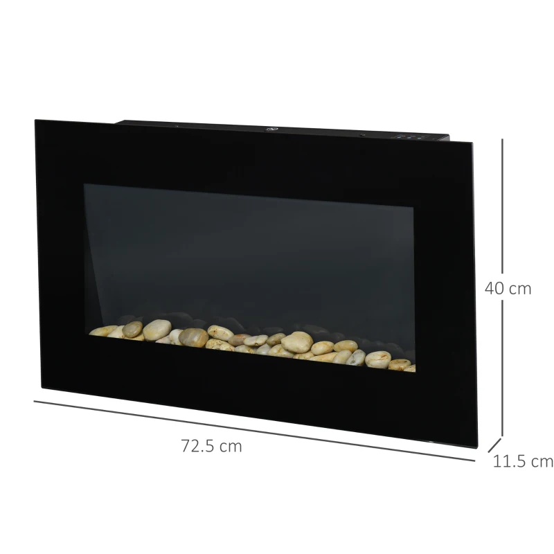 HOMCOM 1000W/2000W Electric Wall Fireplace w/ LED Flame Effect Timer Remote Sleek Stylish Safe Home Heating 20-25㎡