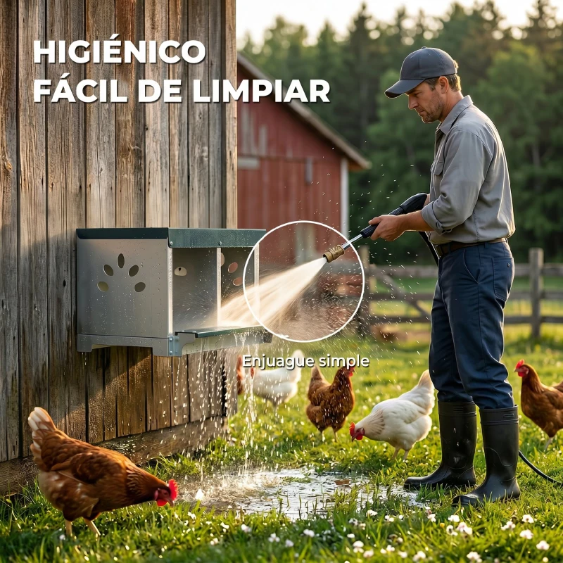 PawHut Ponedero para Gallinas de Acero Galvanizado con 2 Huecos para 2 Gallinas con Techo Impermeable y Ventilación Plateado y Verde