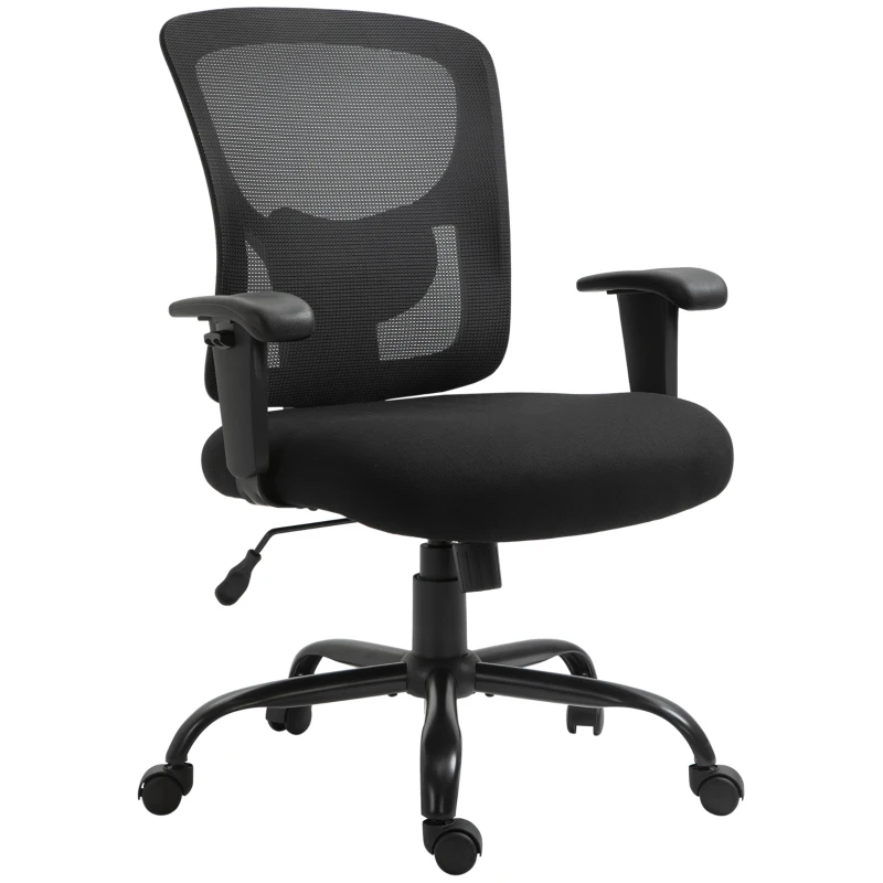Vinsetto Mesh Bürostuhl Schreibtischstuhl Drehstuhl 360° drehbar mit Armlehne Höhenverstellbar mit Wippfunktion Belastbarkeit bis 180 kg Schwarz 71 x 63,5 x 100-110 cm