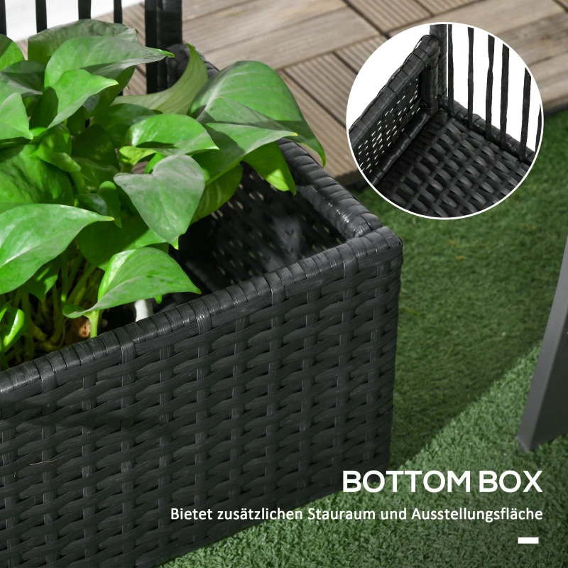 Outsunny Blumenkasten mit Spalier, wetterfest, Polyrattan, 103 x 29 x 103 cm, Schwarz