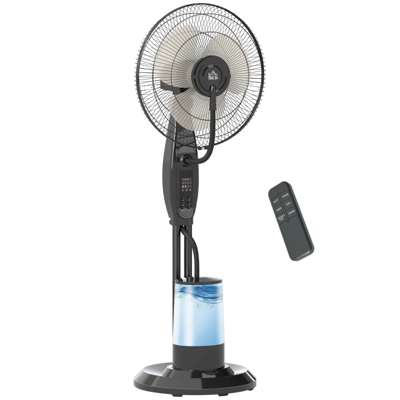 HOMCOM ventilator, nevelventilator, 3 snelheden, timer, luchtbevochtiger, zwart