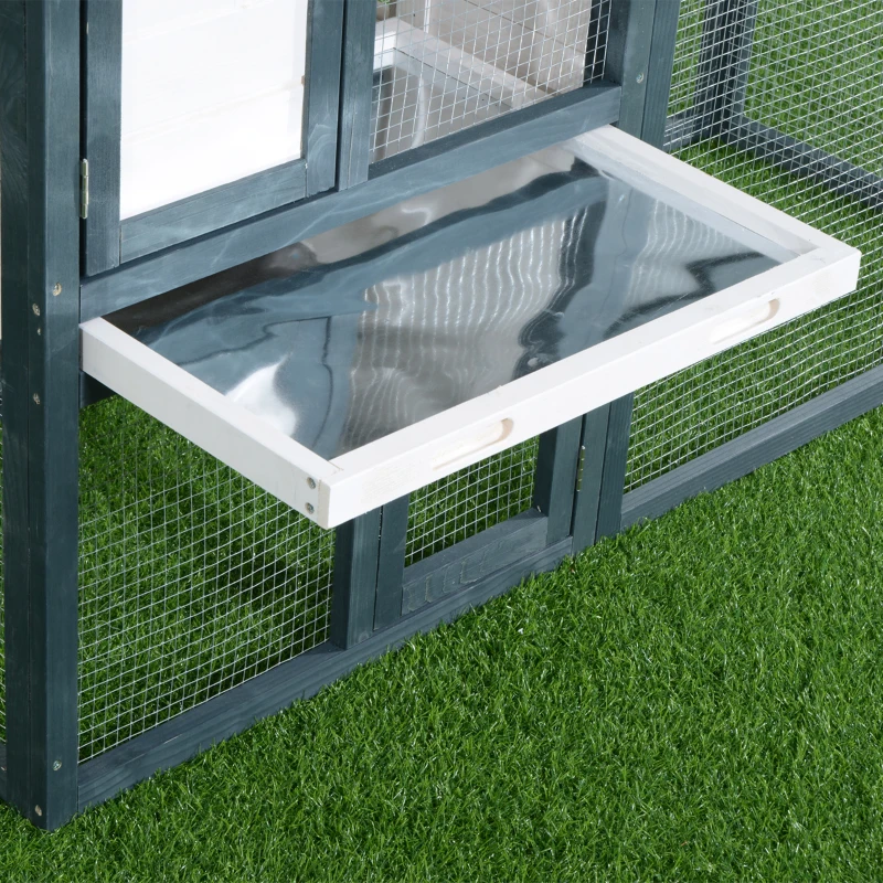 PawHut Gabbia per Conigli e Animali da Compagnia in Legno 2 piani di Abete Doppia Porta 140x65x100cm Verde e Bianco