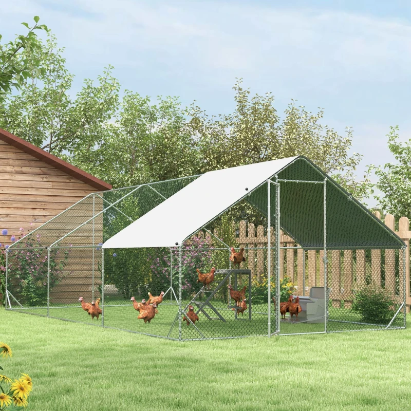 Pawhut kippenhok 300cm x 600cm x 200cm gegalvaniseerd staal