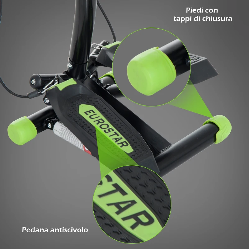 HOMCOM Stepper Professionale con Manubrio e Corde in Acciaio per Allenamento a Casa, 40 x 32 x 125cm, Nero