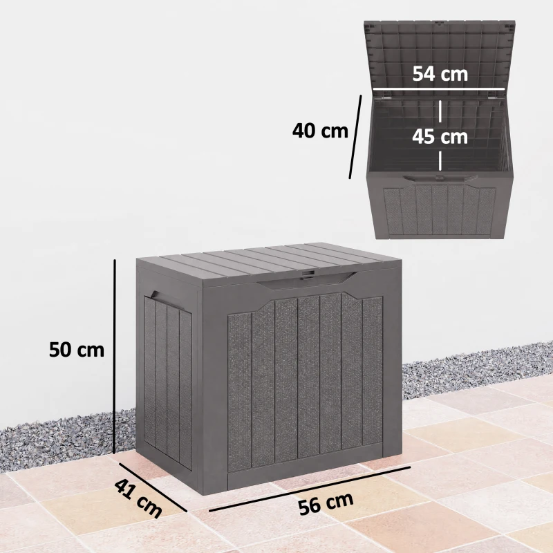 Outsunny Coffre de rangement extérieur 97L avec poignées encastrées, malle de rangement extérieur étanche 56 x 41 x 50 cm, marron