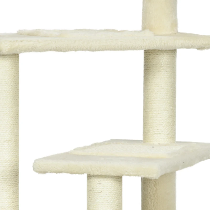Krabpaal PawHut met sisalpalen, krabpaal voor katten, klimboom voor katten, kattenboom, lichtgrijs, 50 x 50 x 100 cm kattenkrabpaal sisalpalen kattenboom beige | Aosom.nl