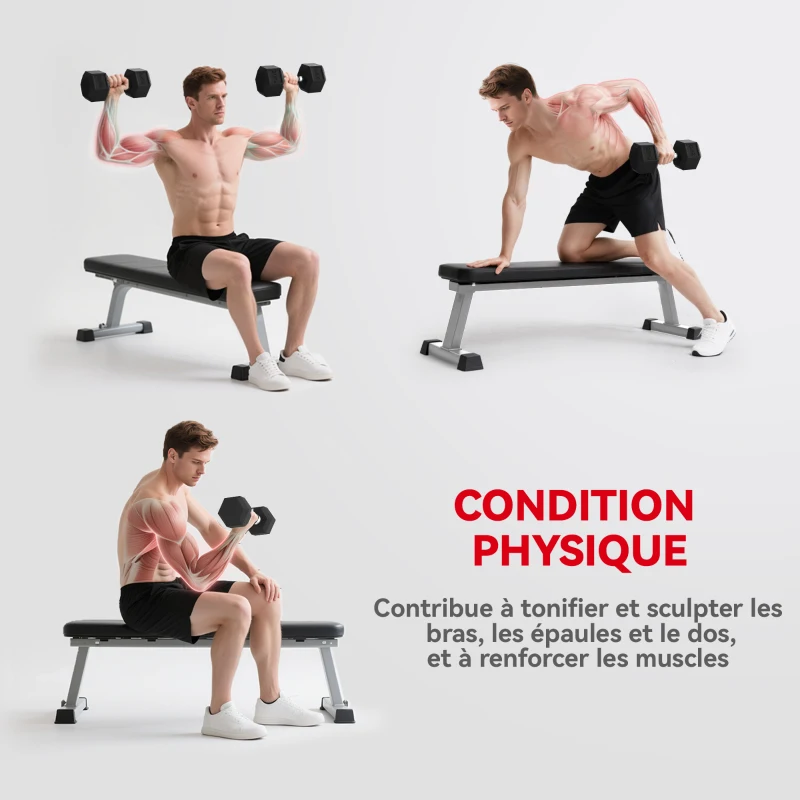 HOMCOM Lot de 2 Haltères Courtes Poids 40 kg, Haltère Hexagonale Entraînement Musculaire & Haltérophilie, Noir