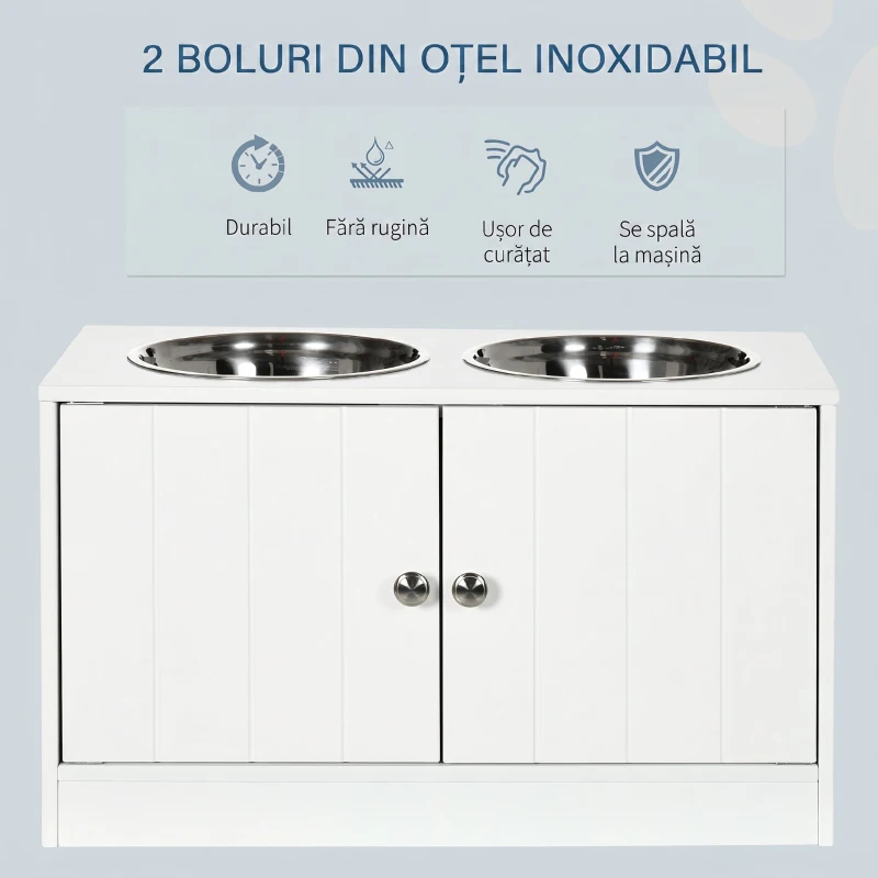 Pawhut Boluri inaltate Caini – Cu Dulap Depozitare 44L & Suport Stabil