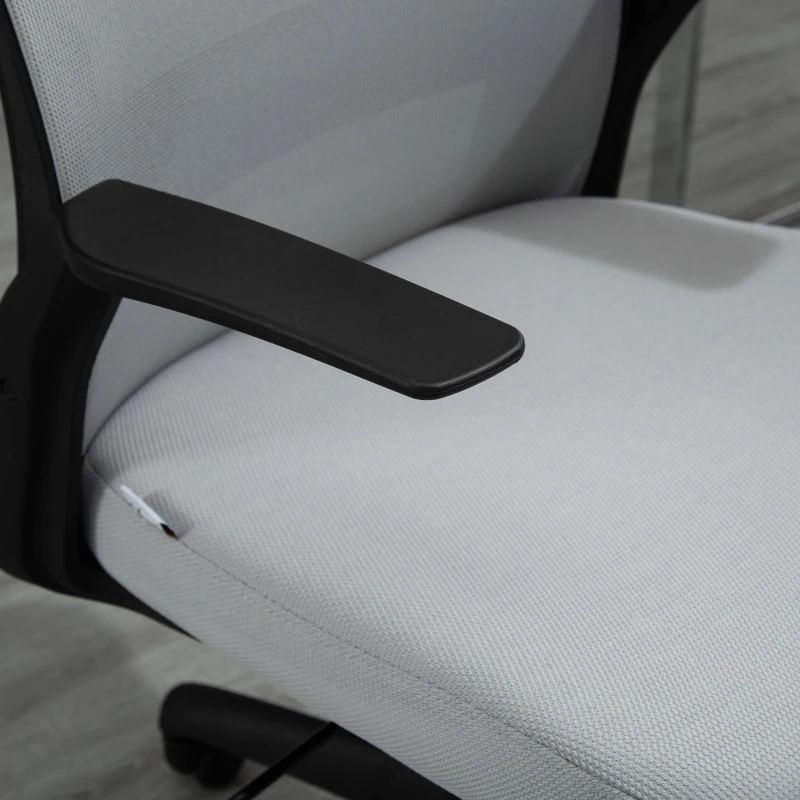 Vinsetto Silla de Oficina Ergonómica Silla Escritorio Giratoria con Altura Ajustable Reposabrazos Soporte Lumbar y Respaldo Alto Transpirable 62x62x113-122 cm Gris
