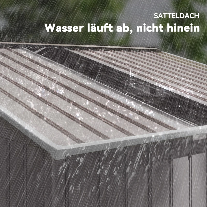 Outsunny Metalen tuinschuur met schuifdeuren en ventilatieramen, 277 x 195 x 192 cm, lichtgrijs