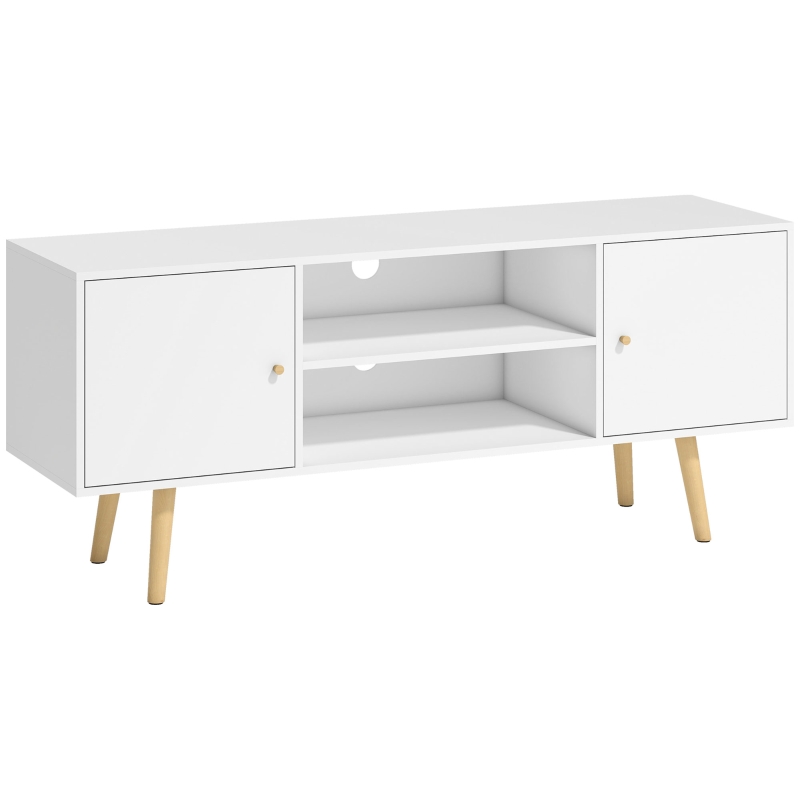 HOMCOM Móvel de TV para Televisores de até 55 Polegadas com 2 Portas 2 Prateleiras de Armazenamento 120x34x50cm Branco